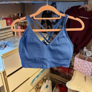 Aerie Blue Ribbed Sports Bra
